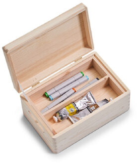 Zeller Kistje - met deksel - 30 x 20 cm - hout - met inzet tray en vakverdeling Beige