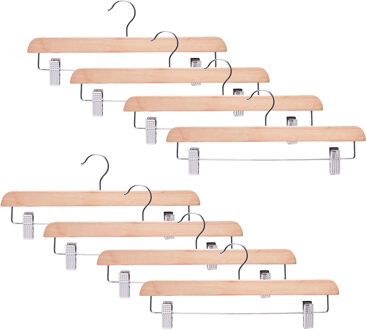 Zeller Kledinghanger - 8x - hout - 36 cm - luxe broek/rokhanger