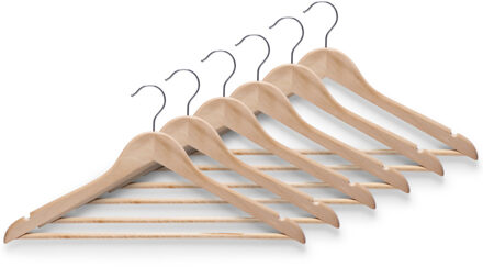 Zeller Kledinghangers - 25x - bruin - hout - met broekstang - 44 cm