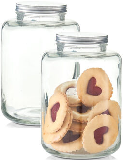 Zeller Koekjespot - 2x - 7 liter - glas - 20 x 30 cm - voorraadpot