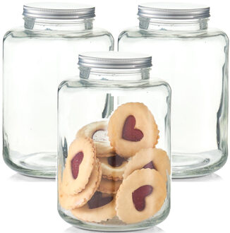 Zeller Koekjespot - 3x - 7 liter - glas - 20 x 30 cm - voorraadpot