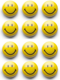 Zeller koelkast/whiteboard magneten smiley - 12x - 3 cm - Magneten Geel