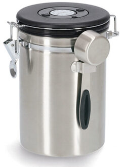 Zeller Koffie bewaarblik met lepel - RVS/kunststof - clipsluiting - luchtdicht - 2700 ml