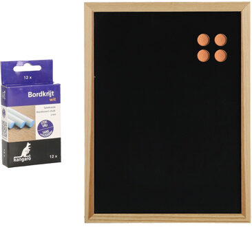 Zeller Krijtbord/schoolbord met magneten en 12x krijtjes - 30 x 40 cm