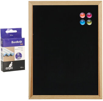 Zeller Krijtbord/schoolbord met magneten en 12x krijtjes - 30 x 40 cm