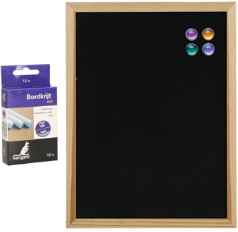 Zeller Krijtbord/schoolbord met magneten en 12x krijtjes - 30 x 40 cm