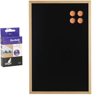 Zeller Krijtbord/schoolbord met magneten en 12x krijtjes - 40 x 60 cm