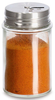 Zeller Kruidenpotje/strooier - glas/metaal - met strooihulpstuk - 90 ml - 5 x 8,5 cm
