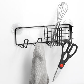 Zeller Kruidenrek/keukenrek ophangbaar - metaal - zwart - 27 x 9,5 cm