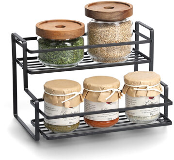 Zeller Kruidenrek - staand - zwart - metaal - 26x20x17 cm - stevig - multifunctioneel