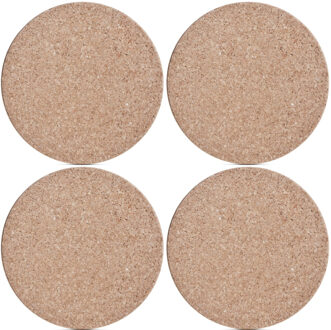 Zeller Kurken pannenonderzetters - 5x - rond - lichtbruin - D26 x H1 cm - Keuken en tafel