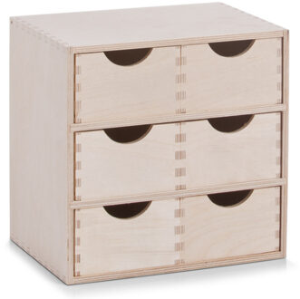 Zeller ladeblok/organizer - 6 lades - 28 x 20 x 28 cm - hout - Ladeblok Bruin