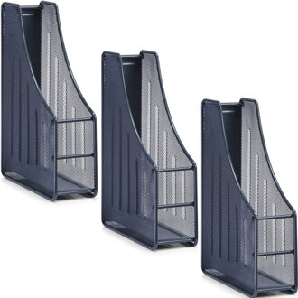 Zeller Lectuurbak - 4x - documenten opbergbak - antraciet grijs - draad metaal - L9 x B27 x H35 cm