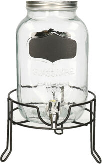 Zeller Limonade/drankdispenser op verhoger met krijtlabel - 3,8 liter - transparant glas - H36 x B19 cm