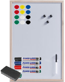 Zeller Magnetisch whiteboard/memobord - 40 x 60 cm - met Power Liner stiften - 15x magneten - en een wisser
