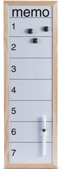 Zeller Magnetisch whiteboard/memobord met houten rand - 20 x 60 cm