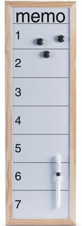 Zeller Magnetisch whiteboard/memobord met houten rand 20 x 60 cm