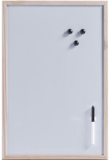 Zeller Magnetisch whiteboard/memobord met houten rand 40 x 60 cm