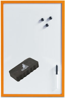 Zeller Magnetisch whiteboard/memobord met marker/wisser/magneten - 40 x 60 cm - oranje