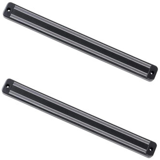 Zeller Magnetische messenhouder strip - 2x - zwart - voor aan muur - 33 cm