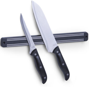 Zeller Magnetische messenhouder strip - zwart - voor aan muur - 33 cm