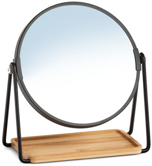 Zeller Make-up spiegel metaal/bamboe 17,5 x 20,5 cm
