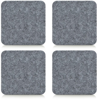 Zeller Onderzetters - 4x stuks - grijs - vilt - 10 x 10 cm - voor glazen en mokken