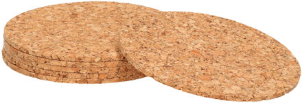 Zeller Onderzetters - 6x - kurk - rond - 10 cm - glazenonderzetters Bruin