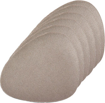 Zeller Onderzetters voor glazen - lederlook - 12x - metallic taupe - 12 x 10 cm - glasonderzetters