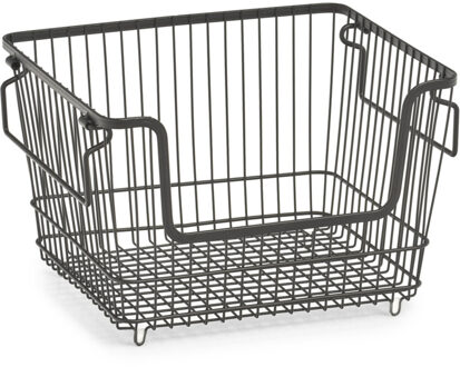 Zeller opberg draadmandje - zwart - stapelbaar - 33 x 27 x 21 cm - metaal - kastmanden