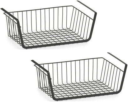 Zeller Opberg/opruim hangmandje - 3x - 41 x 26 x 15 cm - Kastmandje - zwart