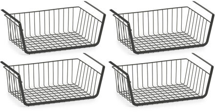 Zeller Opberg/opruim hangmandje - 6x - 41 x 26 x 15 cm - Kastmandje - zwart