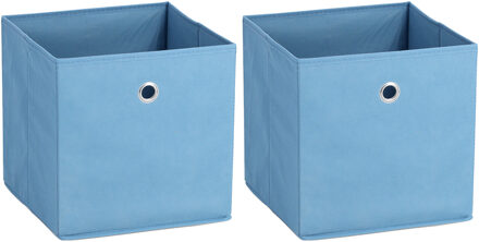 Zeller opbergmand/kastmand - 2x - 22 liter - blauw - 28 x 28 x 28 cm - Opbergmanden