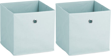Zeller Opbergmand/kastmand - 2x - 22 liter - lichtblauw - 28 x 28 x 28 cm
