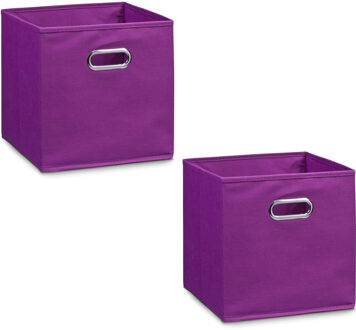 Zeller Opbergmand/kastmand - 2x - paars - 28 x 28 cm - polyester - speelgoedmand