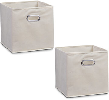Zeller Opbergmand/kastmand - 4x - beige - 28 x 28 cm - polyester - speelgoedmand