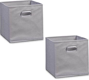 Zeller Opbergmand/kastmand - 4x - grijs - 28 x 28 cm - polyester - speelgoedmand