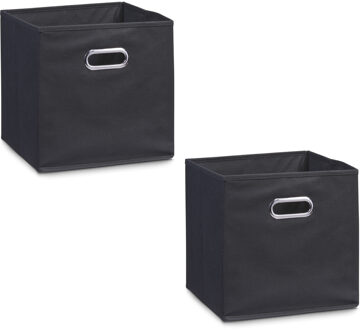 Zeller Opbergmand/kastmand - 6x - zwart - 28 x 28 cm - polyester - speelgoedmand