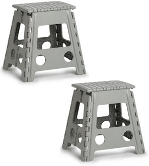 Zeller opvouwbaar opstapje/opstapkrukje - 2x - grijs - 38,5 x 39 cm - kunststof