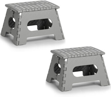 Zeller opvouwbaar opstapje/opstapkrukje - 2x stuks - grijs - 35 x 22 cm