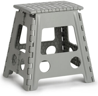 Zeller opvouwbaar opstapje/opstapkrukje - grijs - 38,5 x 39 cm - kunststof
