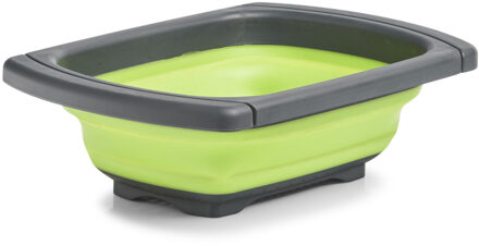 Zeller Opvouwbaar vergiet - zeef - grijs/groen - kunststof - 44 x 29 x 13 cm - Keuken vergieten