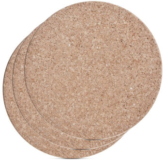 Zeller Pannenonderzetter - 3x - kurk - rond - Dia 17 cm - tot 220 graden - ovenschalen/kookpannen