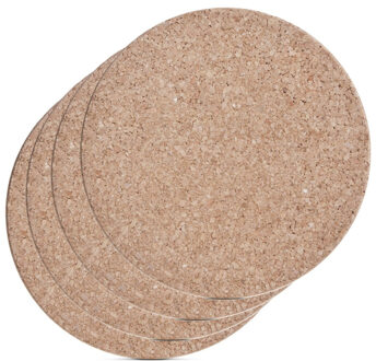Zeller Pannenonderzetter - 4x - kurk - rond - Dia 17 cm - tot 220 graden - ovenschalen/kookpannen