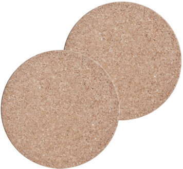 Zeller pannenonderzetters rond - 3x - kurk - dia 30 cm - Pannen/schalen onderzetters - lichtbruin