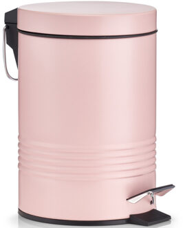 Zeller Pedaalemmer - roze - 3 liter - 17 x 25 cm - kleine prullenbak