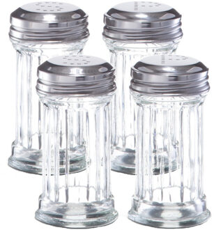 Zeller Peper en zout stel - 2x - glas/metaal - D5 x H9,5 cm - vaatjes/strooiers