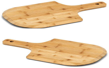 Zeller pizza snijplanken/borden - 2x - hout - met handvat - 53 x 30 cm - Pizzaborden