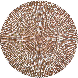 Zeller Placemat - 10x - rond - koperkleurig - met gaatjes - 41 cm
