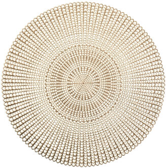 Zeller Placemat - 2x - rond - goudkleurig - met gaatjes - 41 cm